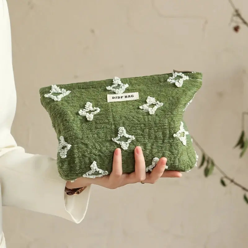 Tasseled Star Embroidered Makeup Bag - Y2K Aesthetic Accessory for Chic Summer Outfits