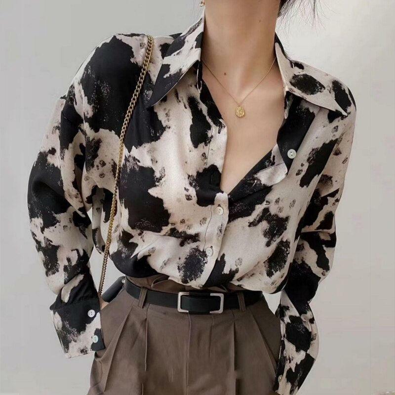 Trendy Cow Print Blouse for Y2K Fashion Lovers - Perfect for Summer Outfits & Grunge Style