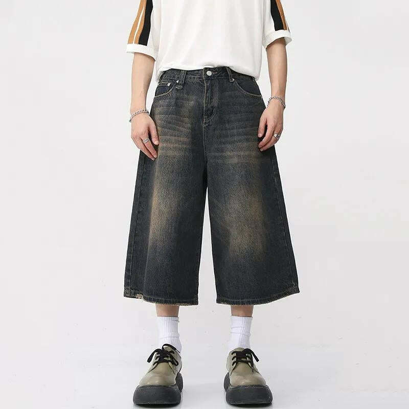 Trendy Dark Wash Jean Capri Shorts for Y2K Summer Outfits and Casual Aesthetic Looks