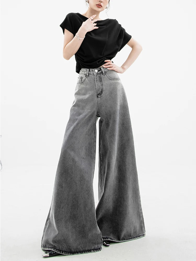 Trendy Dark Wash Wide Leg Jeans for Effortless Y2K and 90s-Inspired Outfits