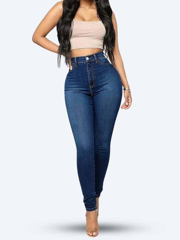 Trendy High Rise Skinny Jeans for Y2K Fashion Lovers - Perfect for 90s Inspired Outfits