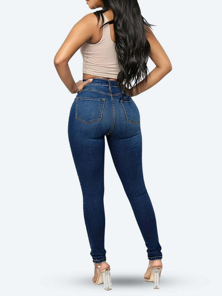 Trendy High Rise Skinny Jeans for Y2K Fashion Lovers - Perfect for 90s Inspired Outfits