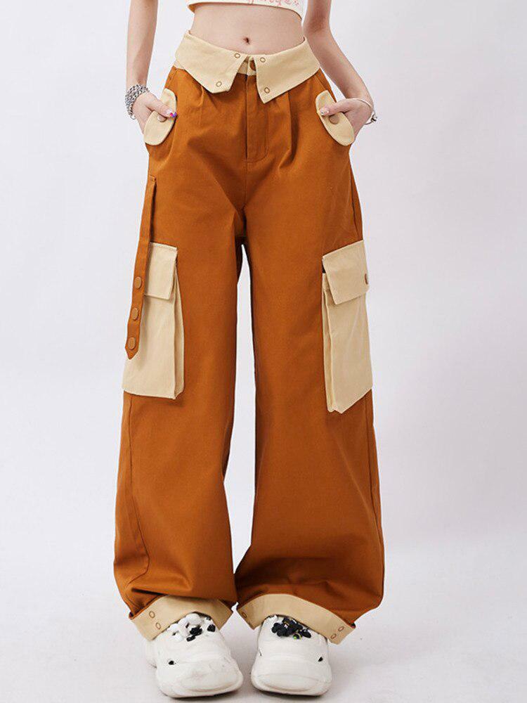 Trendy Orange Wide Leg Cargo Pants for Y2K Fashion Lovers and Summer Outfits