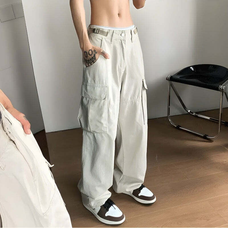 Trendy Side Belt Baggy Cargo Pants for Y2K Fashion Lovers - Perfect for Summer Outfits