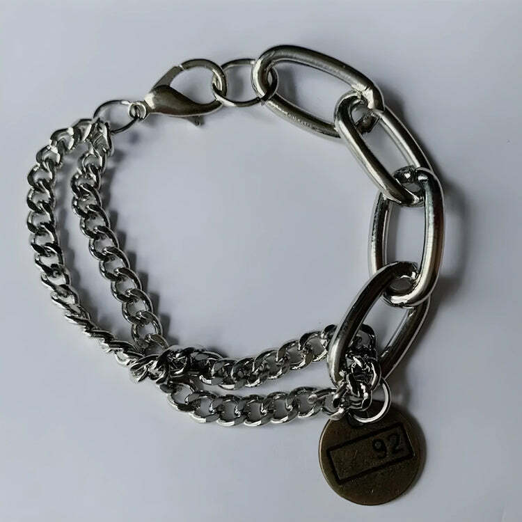 Trendy Silver Chain Bracelet for Y2K Aesthetic, Grunge Style, and 90s Fashion Lovers