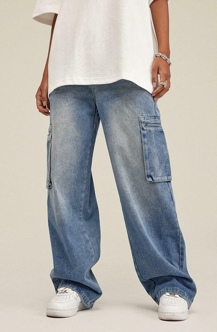 Trendy Washed Baggy Cargo Jeans for Effortless Y2K and 90s-Inspired Summer Outfits