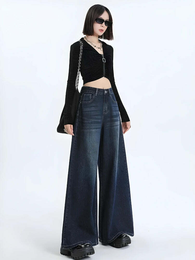 Trendy Wide Leg Jeans for a Y2K Aesthetic - Perfect for Summer Outfits and Casual Looks