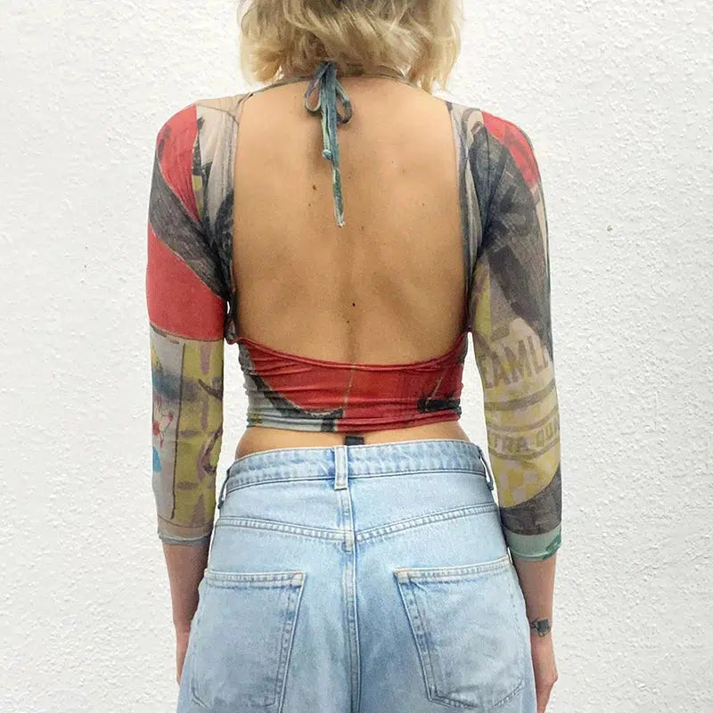 Trendy Y2K Backless Crop Top for Effortless Summer Style and Aesthetic Outfits