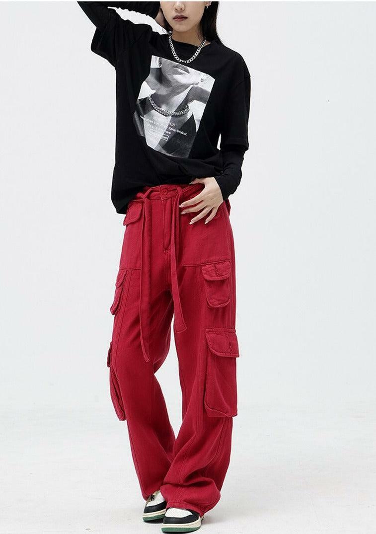 Trendy Y2K Drawstring Belt Cargo Pants for Effortless Summer Style and Grunge Aesthetic