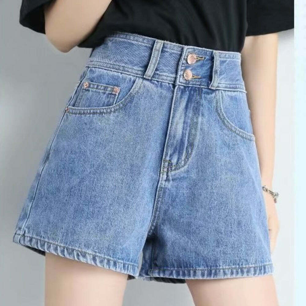 Trendy Y2K High-Waisted Denim Shorts for Grunge & Coquette Aesthetic Outfits