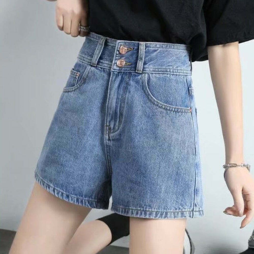 Trendy Y2K High-Waisted Denim Shorts for Grunge & Coquette Aesthetic Outfits