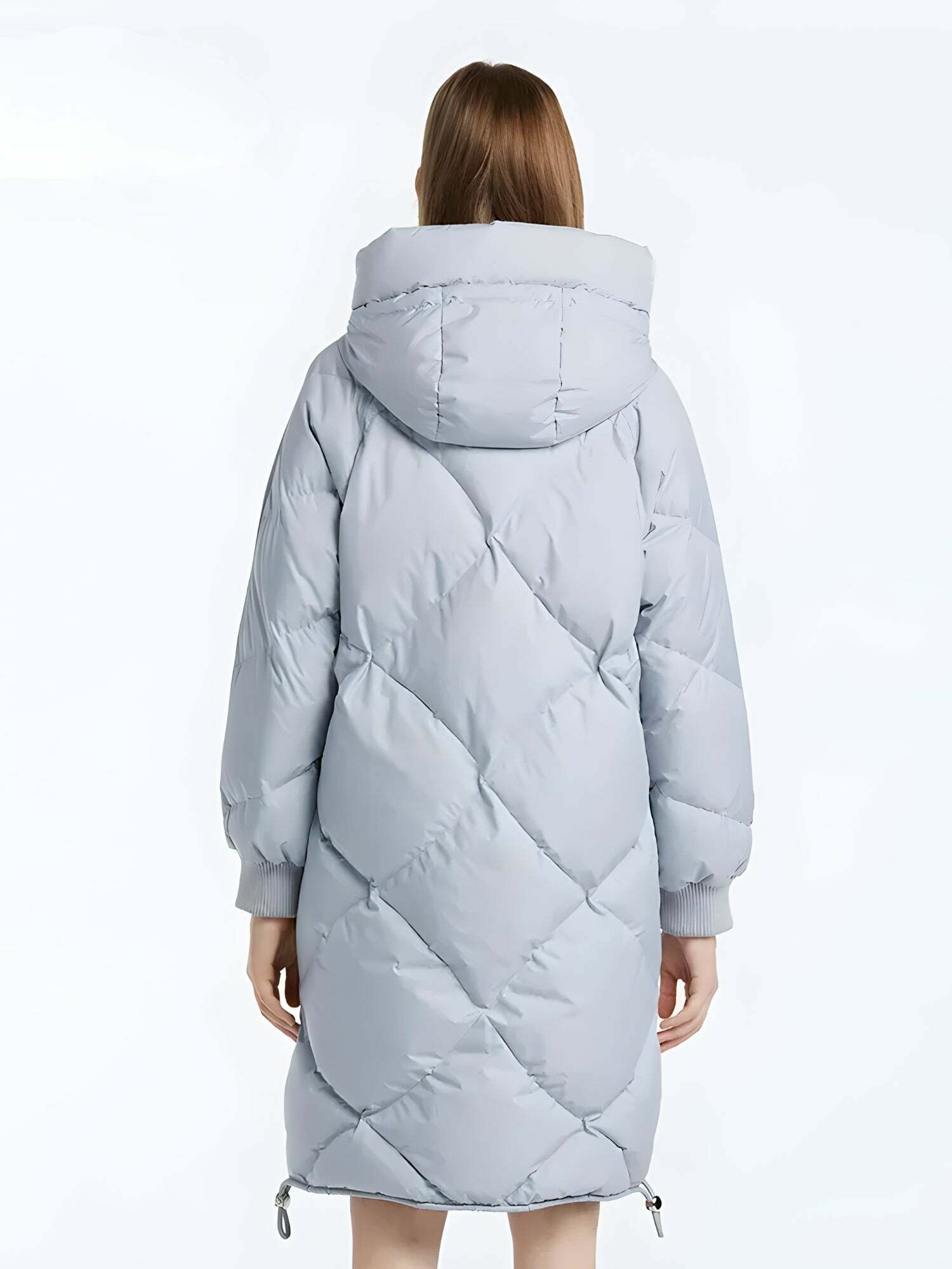 Trendy Y2K Hooded Zip-Up Long Puffer Coat for Chic Winter Outfits and Layering