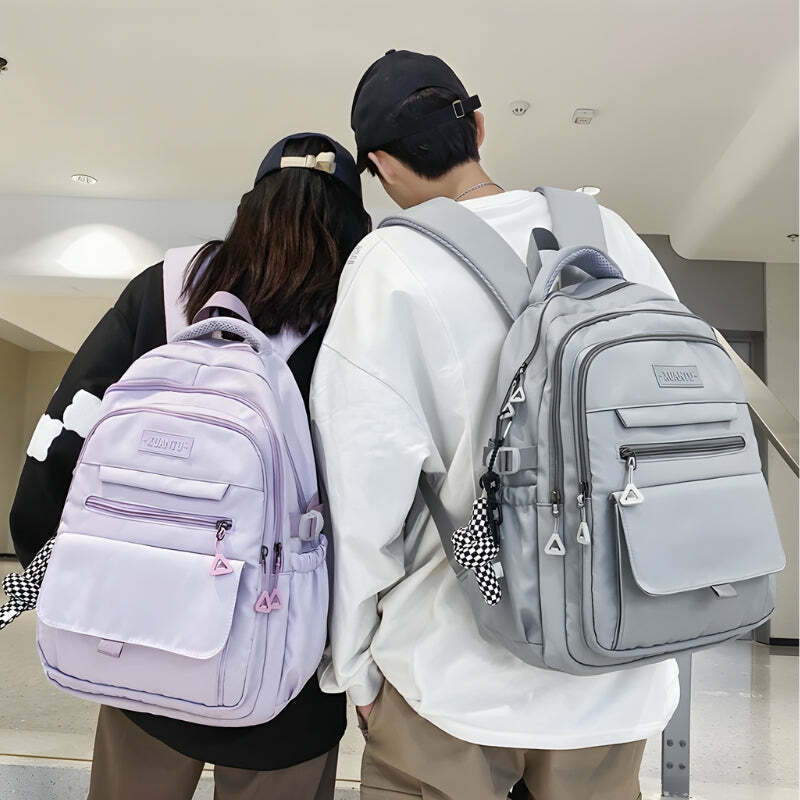 Trendy Y2K-Inspired Large School Backpack with Extra Pockets for Stylish Outfits