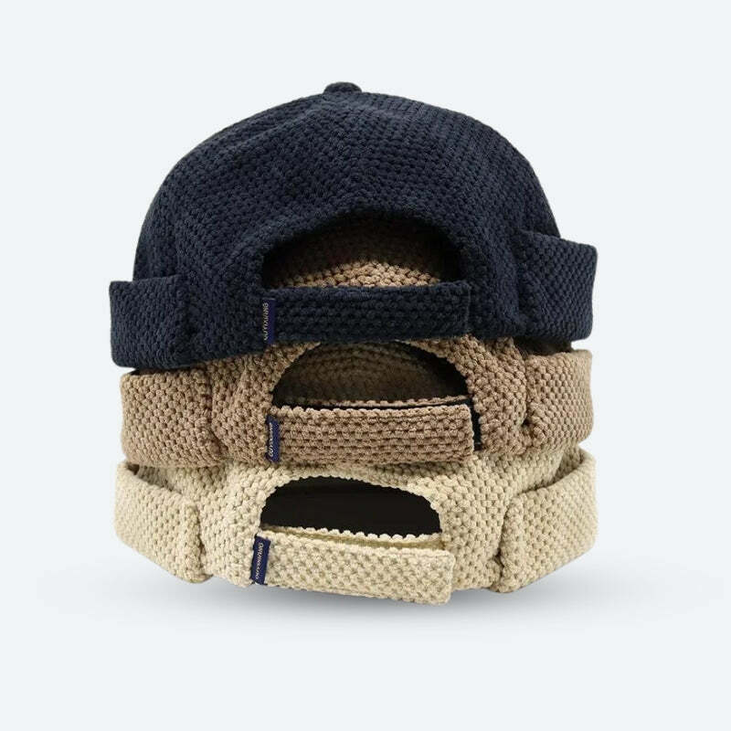 Trendy Y2K Knitted Skull Cap for Effortless Grunge and 90s Aesthetic Looks