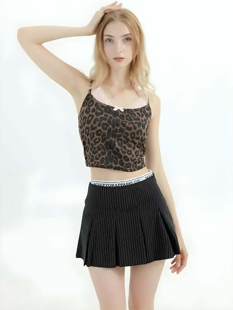 Trendy Y2K Leopard Print Crop Top for Effortless Summer Vibes and Aesthetic Outfits