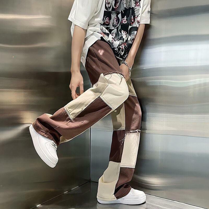 Trendy Y2K Patchwork Cargo Pants for a Chic Grunge Aesthetic and Effortless Style