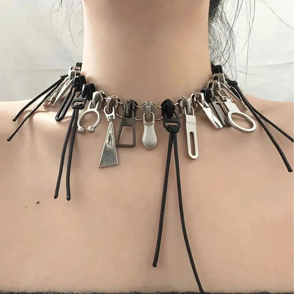 Trendy Zipper Chain Necklace for Y2K Aesthetic and 90s Fashion Lovers