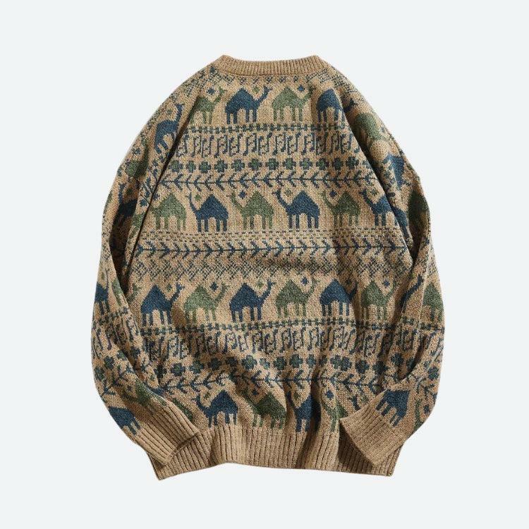 Vintage Camel Knitted Sweater - Y2K Aesthetic Cozy Knitwear for Effortless Style