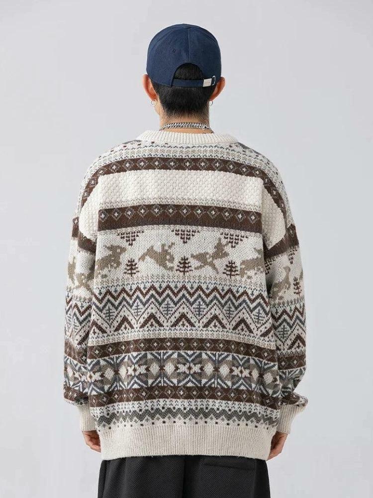 Vintage Rabbits Y2K Knitted Sweater - Cozy Grunge Aesthetic for Effortless Style