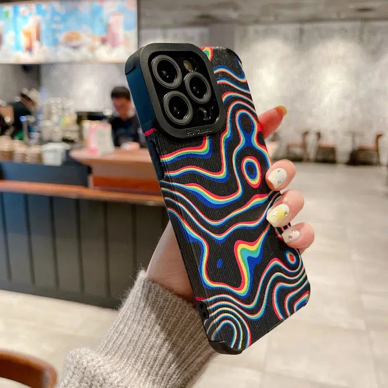 Wavy Rainbow Phone Case - Y2K Aesthetic Accessory for Trendy Summer Outfits and Cute Styles