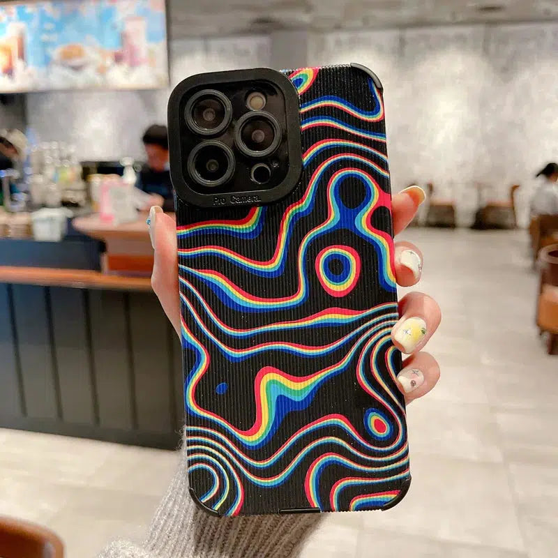 Wavy Rainbow Phone Case - Y2K Aesthetic Accessory for Trendy Summer Outfits and Cute Styles