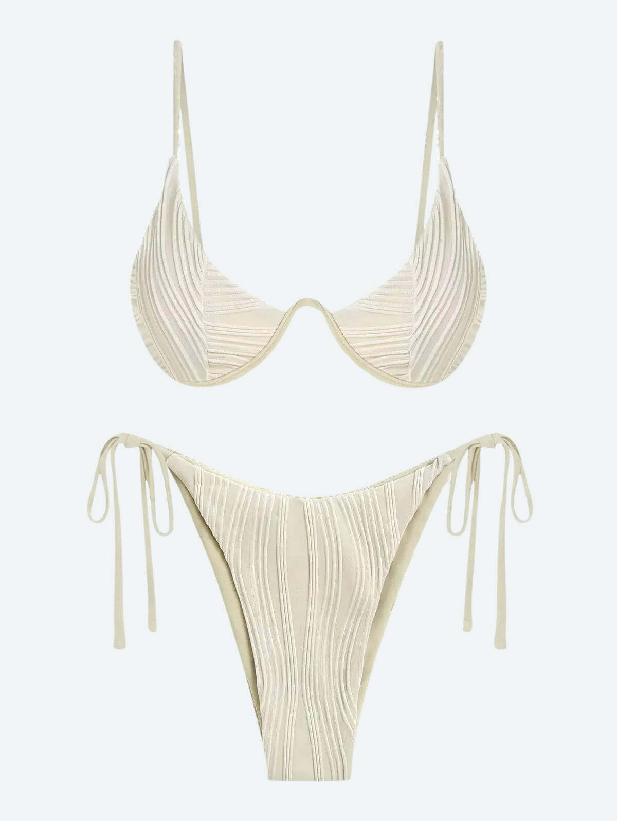 Wavy Striped Y2K Bikini Set - Trendy Summer Swimwear for Stylish Beach Days