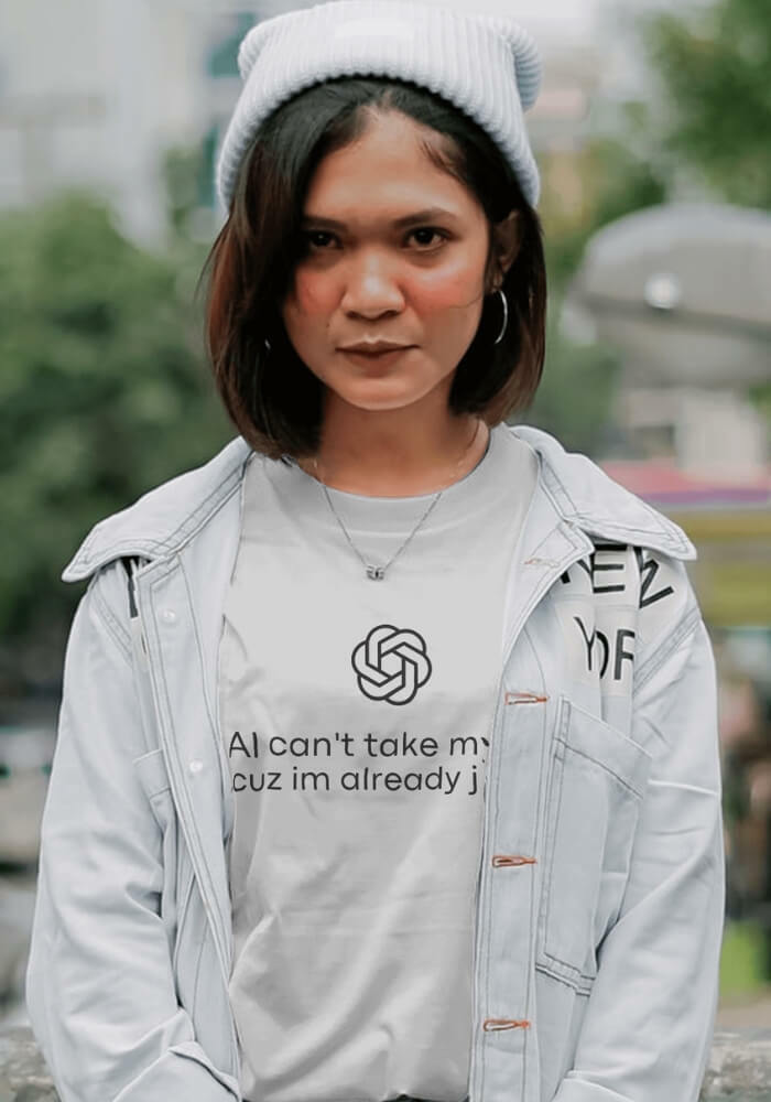 Y2K Aesthetic 'AI Can't Take My Job' Tee - Trendy Grunge Style for Effortless Summer Vibes