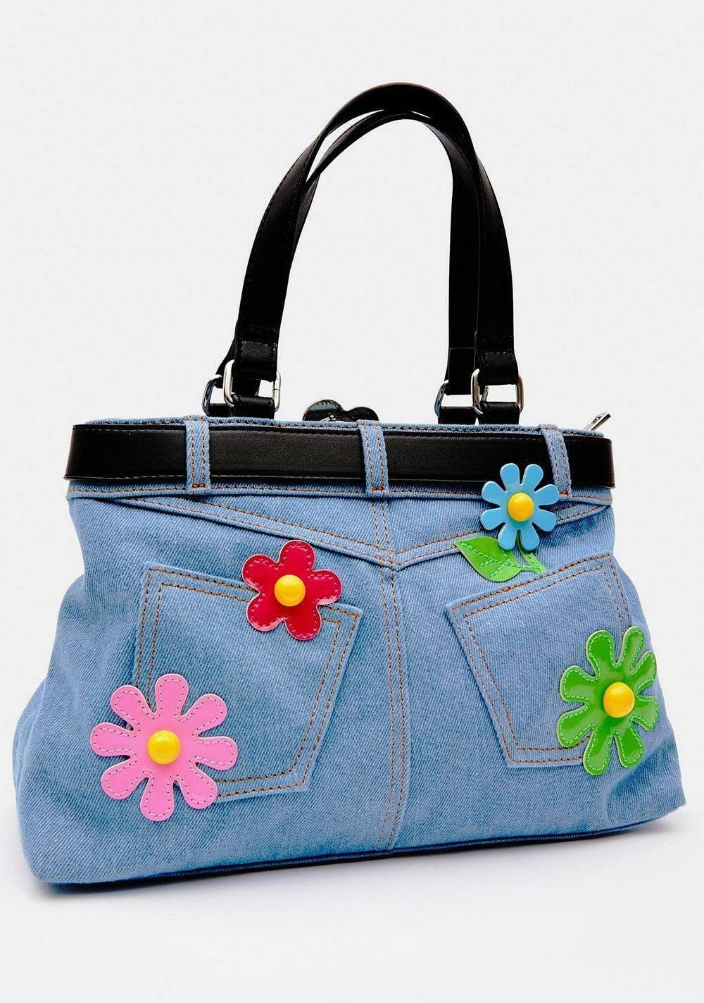 Y2K Aesthetic Belted Denim Handbag for Trendy Summer Outfits and Grunge Style