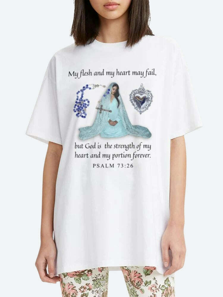 Y2K Aesthetic Bible Psalm 73:26 Tee - Vintage-Inspired Grunge Style for Trendy Outfits