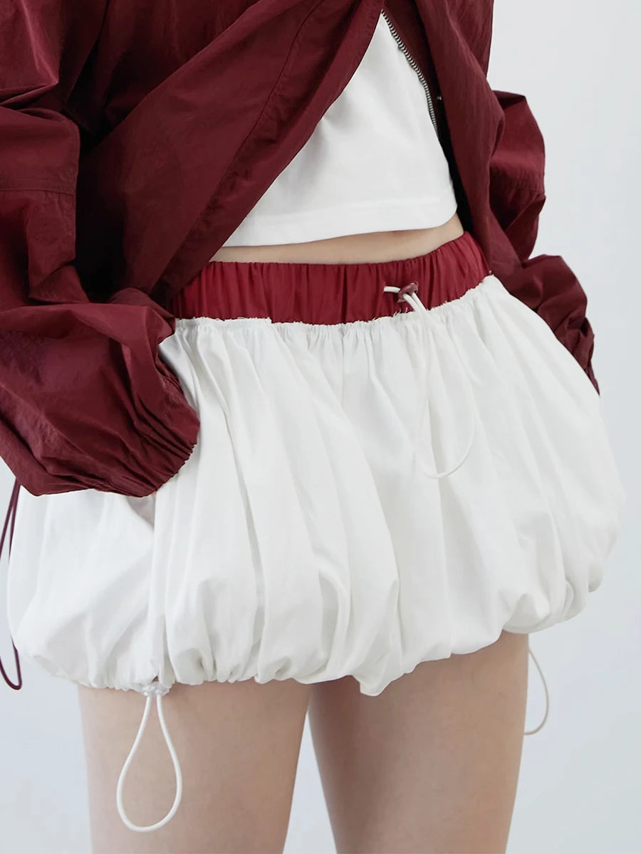 Y2K Aesthetic Drawstring Bubble Mini Skirt - Trendy Summer Fashion for Effortless Style