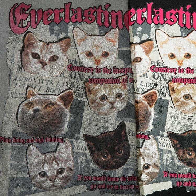 Y2K Aesthetic Everlasting Cats Tee - Vintage-Inspired Grunge Style for Trendy Outfits