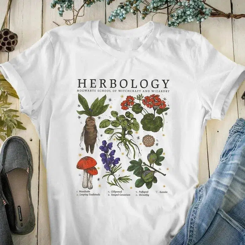 Y2K Aesthetic Herbology Tee: Vintage-Inspired Graphic Top for Trendy Summer Outfits