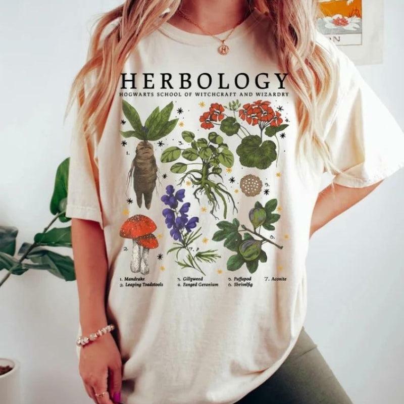 Y2K Aesthetic Herbology Tee: Vintage-Inspired Graphic Top for Trendy Summer Outfits