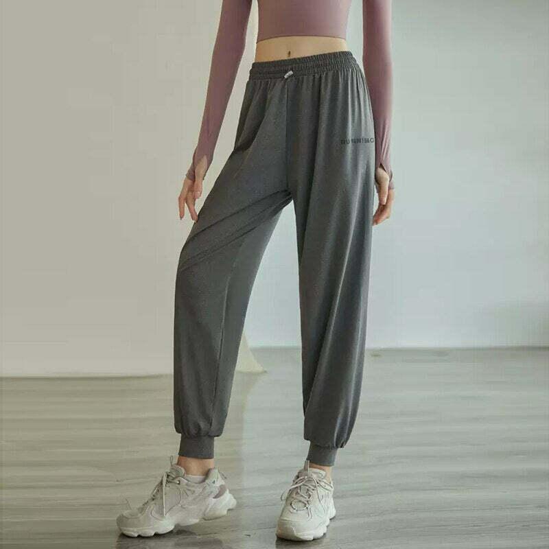 Y2K Aesthetic Letter Printed Sweatpants for Comfy Fitness & Yoga - Cute & Stylish!