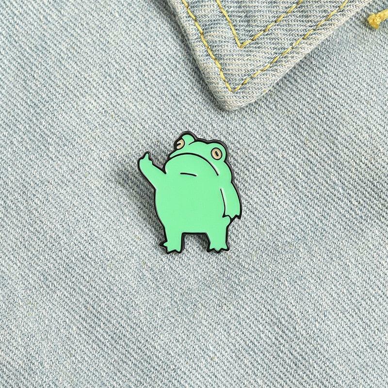 Y2K Aesthetic Middle Finger Frog Enamel Pins - Trendy Grunge Accessories for Unique Outfits