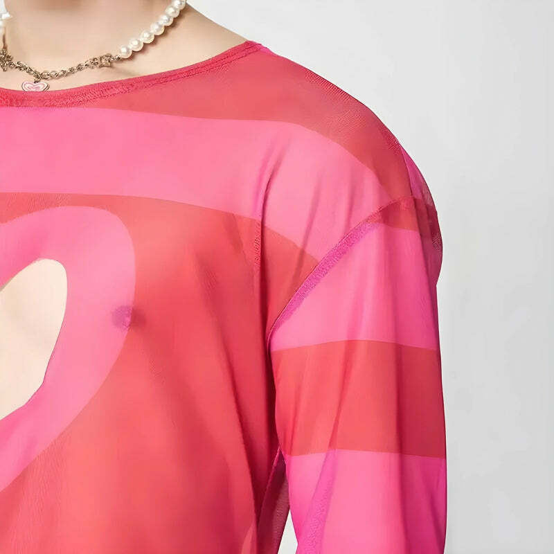 Y2K Aesthetic Soft Boy Heart Cut-Out Crop Top for Trendy Summer Outfits