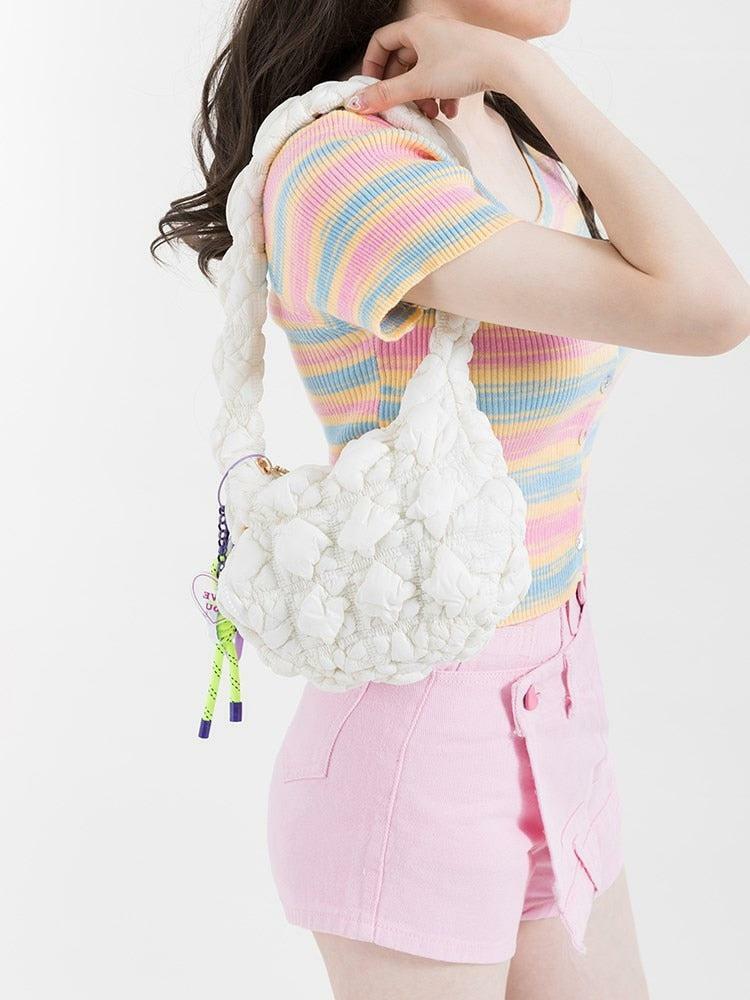 Y2K Aesthetic Soft Girl Quilted Handbag - Trendy Accessory for Summer Outfits & Cute Looks