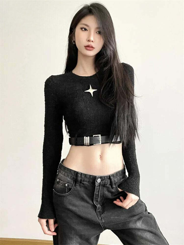 Y2K Aesthetic Star Belted Crop Top - Trendy Summer Outfit for Effortless Style