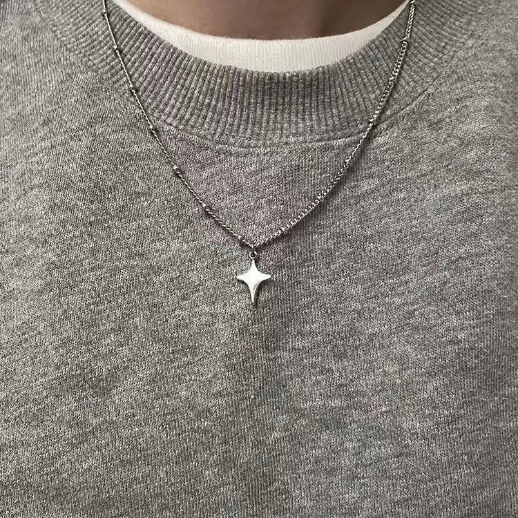 Y2K Aesthetic Star Silver Necklace - Trendy 2000s Fashion Jewelry for a Chic Look