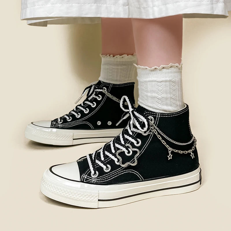 Y2K Aesthetic Stars Canvas Shoes for Trendy Summer Outfits and Grunge Style Looks