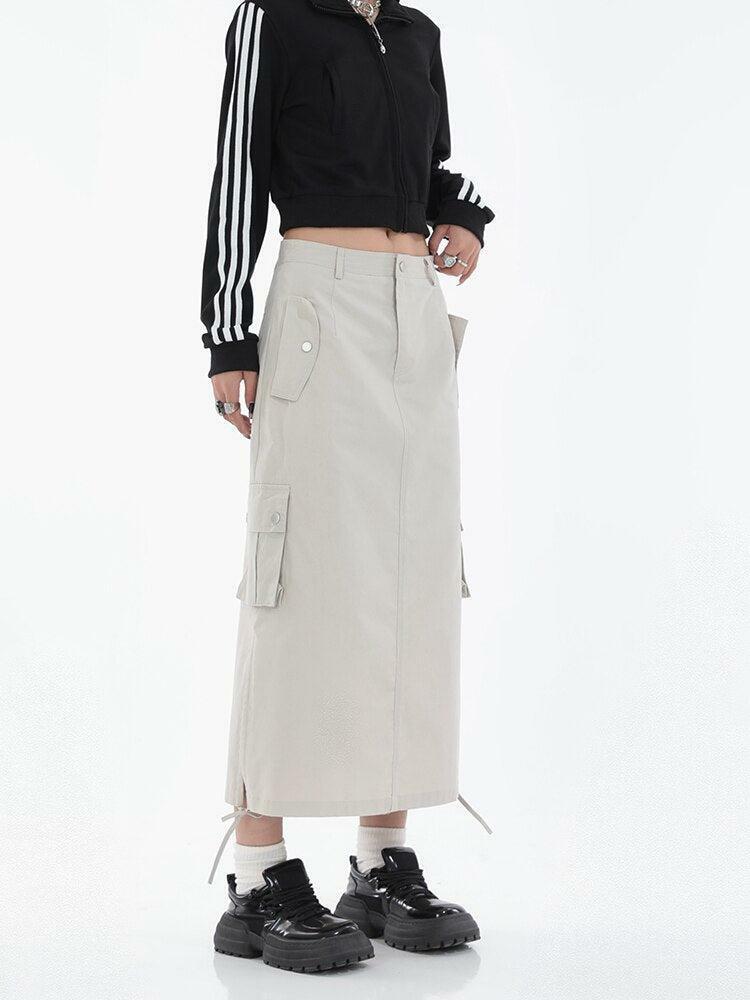 Y2K Aesthetic Tech Parachute Maxi Skirt - Trendy Summer Outfit for Effortless Style