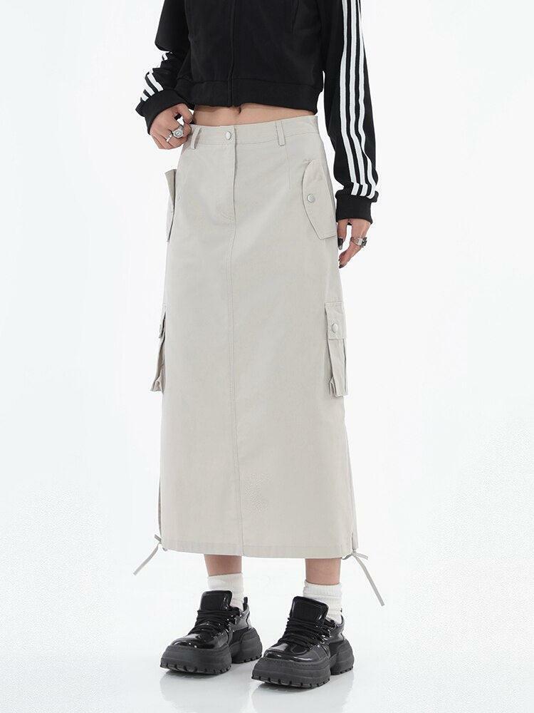 Y2K Aesthetic Tech Parachute Maxi Skirt - Trendy Summer Outfit for Effortless Style