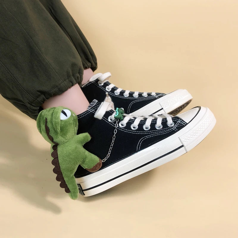 Y2K Aesthetic Weirdcore Dinosaur Canvas Sneakers for Unique Summer Outfits