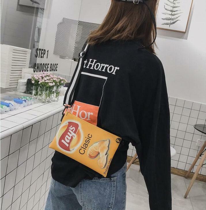 Y2K Aesthetic Weirdcore Lays Chips Crossbody Bag for Trendy Summer Outfits