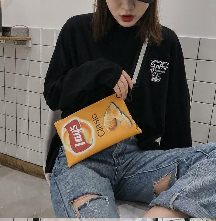 Y2K Aesthetic Weirdcore Lays Chips Crossbody Bag for Trendy Summer Outfits