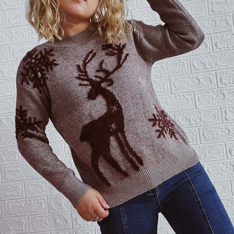 Y2K Aesthetic Women's Christmas Sweater Pullover - Cute Cozy Holiday Fashion Top