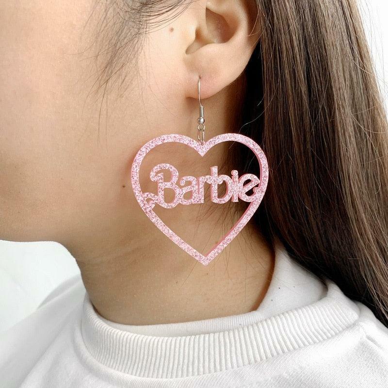 Y2K Barbie Glitter Hoop Earrings for a Chic 2000s Aesthetic Look