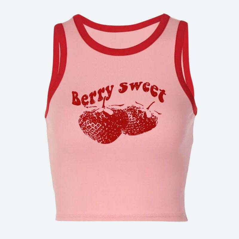 Y2K Berry Sweet Crop Top: Trendy Summer Essential for Y2K Fashion Lovers