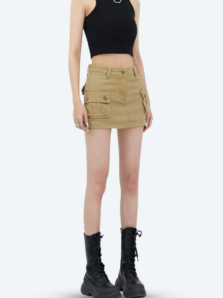 Y2K Cargo Denim Mini Skirt: Trendy 2000s Fashion for Effortless Summer Style