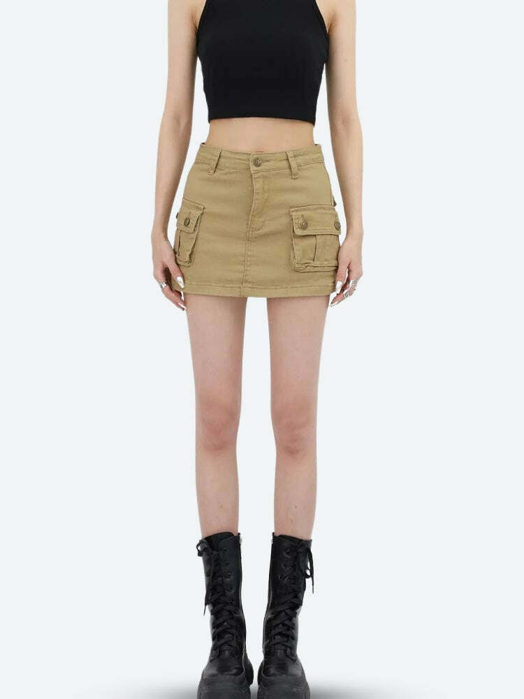 Y2K Cargo Denim Mini Skirt: Trendy 2000s Fashion for Effortless Summer Style